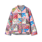 Fongt Autumn And Winter New Women's Clothing Collar Printing Cotton Loose Casual Splicing Cotton Jacket