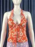 2025 Summer New Women's Clothing Hanging Neck Sexy Low-Chest Fashion Print Body Repair