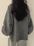 Oversized Split Hem Pullover Sweater-Outfit