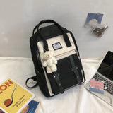 Korea Backpack Women Large Capacity School Backpack Tote Rucksack for Girls Fashion Patchwork Panelled Laptop Travel