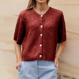 Button Up Short Sleeve Cardigan-Outfit