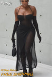 Women Mesh See Through Sexy Y2K Clothes 2 Piece Lace Up Long Sleeve Backless Top High Waist Maxi Skirt Matching Set