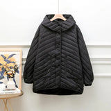 Light Down Jacket 2024 New Loose Simple Hooded Large Size White Duck Down Thin Coat-Outfit