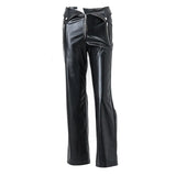 Fongt 2023 Ins Popular Women's High Waist Straight Loose Wide Leg Casual Pants Leather