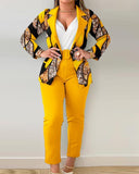 Fongt New Fashion Print Casual Suit Women's Clothing With Belt
