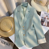 Fongt Spring Dress New Advanced Design Sense Blue Suit Jacket Female Korean Foreign Style Korean Version Casual Small Suit Female-Outfit