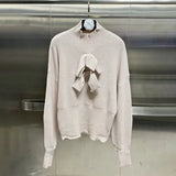 Fongt Wind Sweater Women 2025 Spring New Fashion Round Three-Dimensional Butterfly High-End Long-Sleeved Top