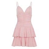 Fongt Romantic Sexy Lace Shoulder Corset Dress Niche Design Thin Cash Short Cake Skirt