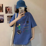 funny printed Loose basic t shirt summer pure cotton Short Sleeve cute T-shirts Women casual white tops tshirt
