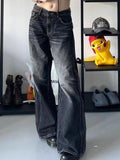 Retro Washed Distressed Boyfriend Jeans-Outfit