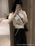 Fongt Puppies With Short-Sleeved Round-Neck Knitted Jersey Women 24 Spring And Summer New Age-Reduced Short-Sized T-Shirt Tops