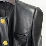 Fongt Early Spring New Star Fashion Temperament Snail Metal Button Repair Leather Jacket Jacket Jacket
