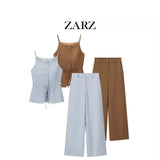 Fongt Homemade New Women's Seam-Cheaded Belt Belt Belt High-Waisted Straight Trousers