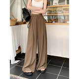Fongt Mop Floor Suit Pants Female Autumn Korean Version 2024 New High Waist Show Thin Feeling Wide Leg Casual Long Pants-Outfit
