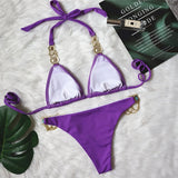 Fongt New Swimsuit Plain Crystal Diamond Chain Women's Split Swimsuit Strap Sexy