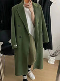 Women's Cashmere Coat Loose Warm Solid Long Coat for Women 2023 Fashion Thickening Off White Green Black Winter Jacket for