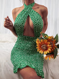 Tie Up Short Wrap Sexy Cross Halter Mini
