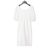 Fongt Wind Dress Woman 2025 Spring New Sweet And Simple Bling Solid Color Bubble Bubble Sleeve Short
