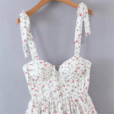 New Spring Sling Bra Round Collar Laminated Wood Ear Cake Skirt Dress Short Skirt Women's Dress-Outfit