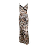 Fongt Summer New Fashion Retro Leopard Print Sexy Pure Desire Slim Condole Belt Dress