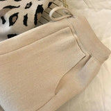 Fashion Printing Knitted 2 Peice Set Women Autumn Long Sleeve Pullover Sweater + Harem Pants Suit Black Ankle-Length