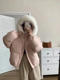 Korean Version Sweet Down Jacket Female Short Money 2024 Winter New Style Add Thick Small Fox Fur Collar White Duck Down Coat Tide-Outfit