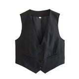 Fongt Color Y2K2025 Summer Leisure Repair Vest Sleeveless Vest Short Blouse Women A19531