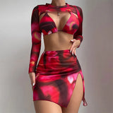 2025 New Bikin Bikin Tie Dye Four-Piece Split Swimsuit