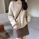 Style Autumn And Winter Style "Lazy Wind" Advanced Feeling With Minority Loose Soft Waxy Sweater Jacket Women's Knitted Cardigan-Outfit