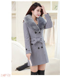 Fongt Autumn And Winter Large-Size Hairy Women's Coat Double Buckle Ebay Big Coat Collar