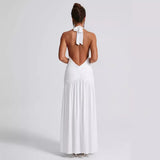 Fongt Ins Dress Spring And Summer Sexy Hot Girl Tie V Neck Tie Open Back Slit Stylish Temperament