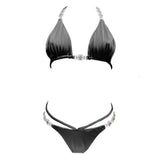 Fongt Style Bikini Sexy Crystal Diamond Split Swimsuit Female Solid Color Strap 2023