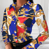 Office Shirt Elegant Turn-down Collar