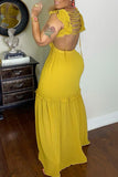 Sexy Deep Temperament Commute Backless Lace Chiffon