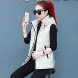 2023 New Down Cotton Vest Autumn And Winter Short Cotton-Padded Jacket Winter Horse Clip Can Take Off The Hat Vest Female Pure Color Vest-Outfit