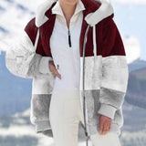 Fongt 2025 Autumn And Winter Warm Plush Bulbla Chain Pocket Hooded Loose Coat Woman