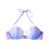 Push Up Bra Gradient Seashell Bikini Swimsuit Top Mermaid Swim Tops Push Up Bathing Suit Tops Without Boys Swimming Shorts-Outfit