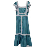 Fongt Women's Clothing Explosion Square Collared Color Splicing Dress Fashion Thin Effect