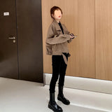 Fongt 2024 New Small Short Trench Coat Loose Suit Collar Women's Jacket-Outfit
