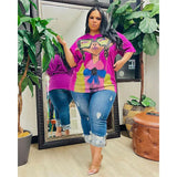 Half-sleeved Loose Hot Diamond Printed Dress