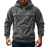 Fongt Men's Casual Coat Hooded Autumn And Winter Tunic Station Multi-Pocket Zipper