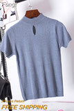 Shirt Femme 2023 Summer Fashion Harajuku Thin T Shirt Women Knitted Hollow Out Sexy Tops Short Sleeve O Neck Tshirts