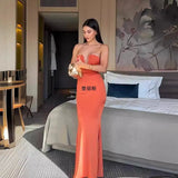 Fongt New Women's Breasts Deep V Bare Shoulders Solid Tectored Tectored Dress