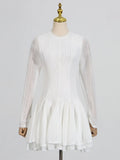 Fongt Fresh Dress Women's New Spring 2025 Fashion Sweet Style Pure Color Knitted Long-Sleeved