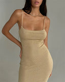 Fongt Tight Knit Dress 2023 Summer New Sexy Open-Fork Temperament Sling