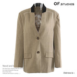 Fongt New Navy Tie Rope Belts Loose-Fitting Version Of The Suit Coat Blouse Woman 1776