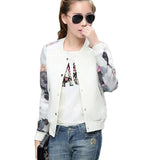Women Jacket Brand Tops Flower Print Girl Plus Size Casual baseball Sweatshirt Button Thin Bomber Long Sleeves Coat