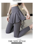Fongt Pocket Fake Two Yoga Pants Large-Size High-Rise Sunscreen Skirts Thin Sports Wear Outside The Bottom