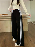 Black Striped Bow Wide Leg Pants-Outfit