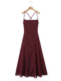 Fongt Vacation Dress Women's New Summer 2025 New Sexy Embroidery Nets Stitched Design Sensing Long
